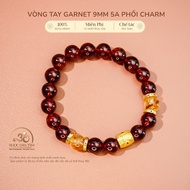 Jade Dan Tam - 9mm 5A Garnet Bracelet with Lu Thong Charm and Stone - Fire Element & Earth Element