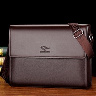 sling bag sling bag man Men's Horizontal Shoulder Bag High-End Feeling Two-Layer Cowhide Genuine Lea