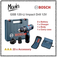 🛠BOSCH GSB 120LI / 120-LI Cordless Impact Drill Screwdriver【23 PCs Bit Set + 2 1.5Ah Battery】 SKU1001032045Z