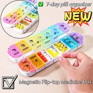 NEW Magnetic Flip Cover Medicine Box,Weekly Pill Organizer 2 Times a Day Easy Fill & Open AM/PM Medi