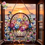 2D Flat Art Featuring Vibrant 2D Floral Design Made Acrylic Material Perfect Home Porch