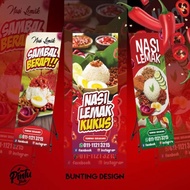 Bunting Nasi Lemak/Poster Gegantung Nasi Lemak Kukus/Food Poster