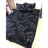 Summer blanket and pillowcase set 4 Piece for mattress 1m6x2m soft fabric - black star pattern