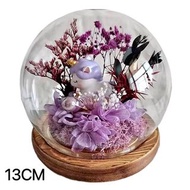 🔴訂購預10日［紫色馬獨角獸公仔玻璃罩擺件 13CM ］✔️附包裝。店主人手作成品，紫色系保鮮花永生花花材真花材所製， 💰不議價❌💰Fixed Price❌No bargain Preorder Ha