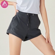 AirActive LiteJoy Shorts Women’s Double-Brushed Yoga Shorts Adjustable Drawstring Waist with Mesh Pa