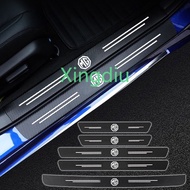 XD 4PCS Carbon Fiber Car Door Sill Sticker Decals MG Emblem Logo for MG ZS HS GS Mg3 Mg5 Mg6 MG7