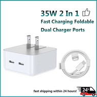 35W Fast Charger Dual Type C Port Foldable Charger with USB-C to Lightning Charging Cable