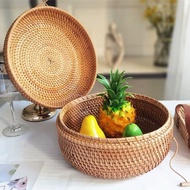 Rattan storage basket with lid, home bread basket, stylish rattan storage basket, woven storage bask