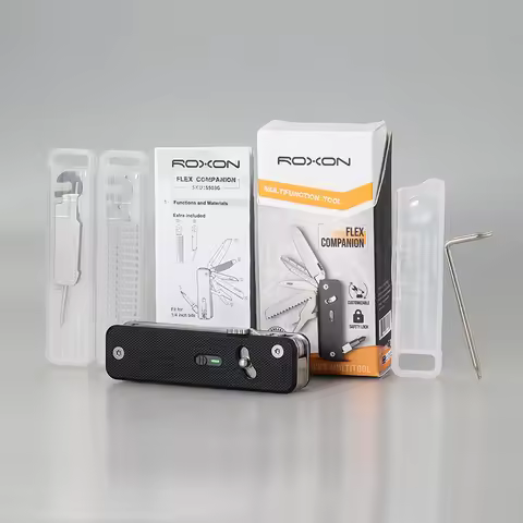 ROXON S503G Flex Companion Tool Modular Design and Customizable Pocket Tool, Preinstalled with 8 Ess