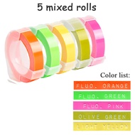 5Rolls ทปฉลากพลาสติกลายนูน3D 9มม.เครื่องทำป้ายใช้ได้กับDymo 1610 1880 12965สำหรับเครื่องพิมพ์ฉลากMot