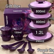 Tupperware Purple Royale Petit Serveware Set Gift Box + Exclusive Purple Royale Petit Serving Bowl (4) 150ml