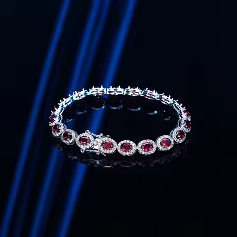 Luxury Solid Platinum PT950 Women's Dove Red Moissanite Diamond Bracelet Exquisite Bracelet
