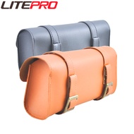 Litepro Folding Bicycle Leather Retro Waterproof Front Storage Bag Handlebar Portable Hanging Bags