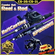 【Combo Set 20/Combo Set 21】BaitCasting Reel Mesin BC with BC Fishing Rod Joran Pancing/Spinning Reel