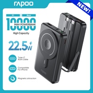 Rapoo P1 10000mAh Magnetic Power bank Wireless Fast Charging Powerbank 22.5W Type-C Built Cable Port