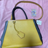 Authentic Yellow Two Tone Saffiano Leather 2Jours Tote Designer Bag