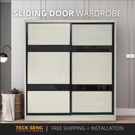 (FREE Shipping & FREE Installation) TECK SENG 8 Feet Sliding Doors Wardrobe / Anti-Jump / 2 Sliding 