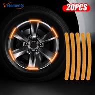 20 Pieces/ Set Motorcycle Rim Waterproof PVC Reflective Strip/ Car Wheel Decorative Luminous Sticker