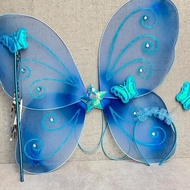 CuteKids- Fairy Wings Wand & Gradient Headband /Butterfly Fairy Wings Kids Fashion