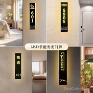 Sg Box Luminous House Number Plate Hollow High-End Stainless Steel Hotel Smart Room Number Plate Hot
