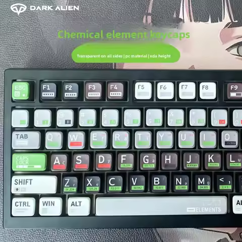 Dye-Sublimation 4-Sided Translucent Chemical Elements Keycaps 115 Keys PC Material Custom Mechanical