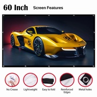 Projector Screen 60/100 inch 16:9 HD Foldable Portable Projection Movies Screen for Home