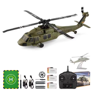 Wltoys Black Hawk เฮลิคอปเตอร์ K170 UH-60L 2.4G 4CH หกแกน Gyroscopic มอเตอร์ไร้แปรงทหารสีเขียว RC เฮ