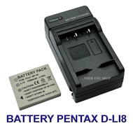 D-Li8 \ DLI8 แบตเตอรี่ \ แท่นชาร์จ \ แบตเตอรี่พร้อมแท่นชาร์จสำหรับกล้องเพนแทกซ์ Battery \ Charger \