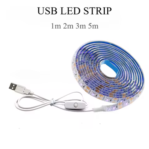 5V USB LED Strip Light with Switch Decoration Waterproof Tape for House Room Backlight 1M 2M 3M 5M R