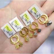 EMAS 375 SUBANG PANJANG BULAT MENGANTUNG 375 GOLD EARINGS