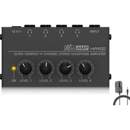 Penguat Fon Kepala, Penguat Audio Stereo Logam HA400 4 Saluran, Pemisah Fon Telinga Mini dengan Peny