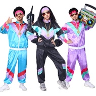Retro 80s 90s Hip Hop Tracksuit Costume Set - Unisex Vintage Sportswear Jacket & Shorts Outfit for D