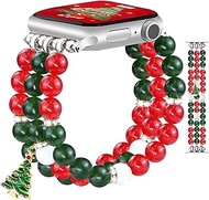 JR.DM Christmas Bracelet Compatible with Apple Watch Strap 42 mm 44 mm 45 mm 46 mm, Chic Elastic Nat