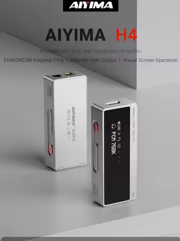AIYIMA H4 Portable Hifi DAC Headphone Amplifer With Screen USB AMP Audio Hi-Res ES9039Q2M DSD512 4.4