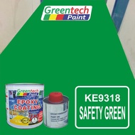 ( SAFETY GREEN KE9318  ) 5L Epoxy Paint GREENTECH PAINT ( 4L Colour + 1L Hardener ) CAT LANTAI BERKUALITI