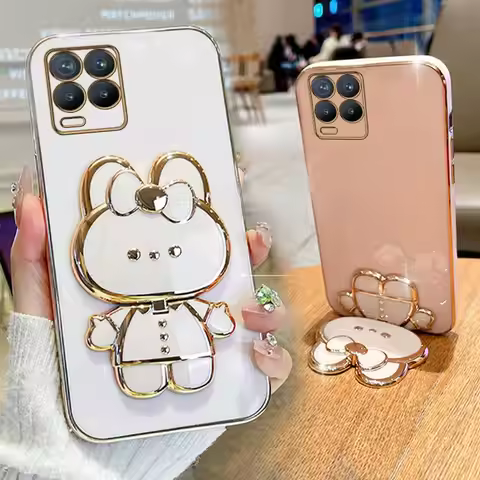 Realme8 8Pro Mirror Plating Phone Holder Case For Oppo Realme 10 9 Pro Plus 8 5g 4g 8i 9i 6 7 5 Real