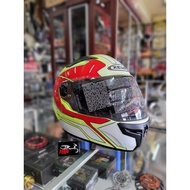 HIJAU MERAH PUTIH Zeus 813 Full Face Helmet Green White Red Double Visor Motif uk XL