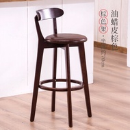 Solid wood bar chair back chair Nordic bar table chair chair high footstool bar stool modern minimal