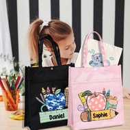 Personalized Kids Liry Tote Back To School Bags Homeschool Custom  Name Reading Books Bag Kids Birthday School Opens Gifts