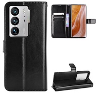 Luxury Crazy Horse PU Leather Casing for ZTE Axon 40 Ultra 5G Flip Cover Lanyard Card Holder Wallet 