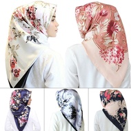 Tudung satin silk corak scarf pattern tudung bawal bidang printed hijab ready stock 90x90cm-erynna