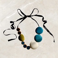 Marni Ribbon & Resin Necklace (Green)