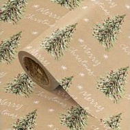 1 Roll Of Christmas Gift Wrapping Paper Featuring A Christmas Tree And Snowflake Pattern; Made Of Kr