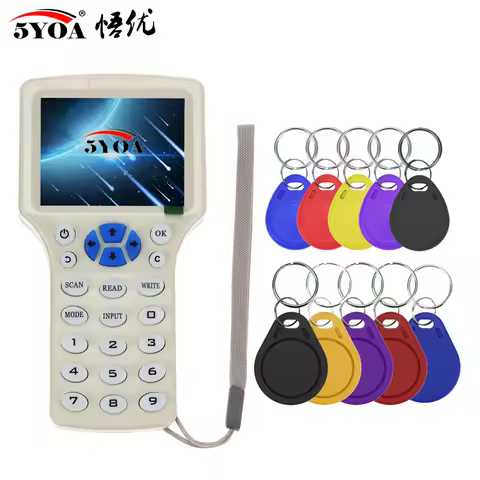 RFID Copier Reader Writer em4305 Tag Key Card 10 frequency ID IC copy M1 13.56MHZ encrypted Duplicat