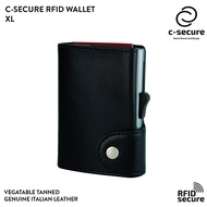 C-SECURE [พร้อมส่ง] กระเป๋าใส่บัตร กระเป๋าสตางค์ ใส่เหรียญ RFID หนังฟอกฝาด XL Vegetable Tanned coin 