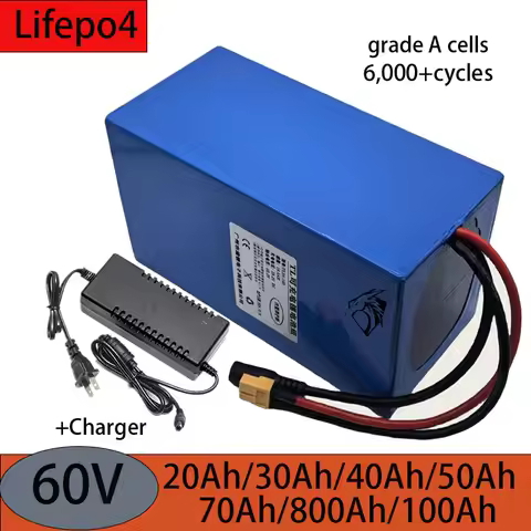 Deep cycle 60V 60ah 50ah 80ah 100ah 20ah 30ah 40ah 70ah Lithium Lifepo4 battery for 2KW 3KW 5KW moto