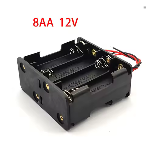 8 x 1.5V AA 12V Battery Storage Holder 8AA Battery Case AA Battery Box Battery Clip Slot Double Laye
