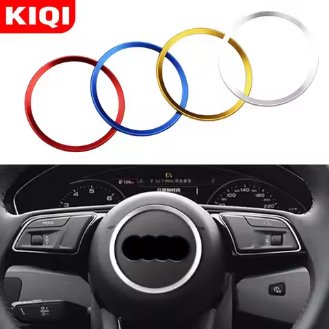 3D Aluminium Trim Car Steering Wheel Cover Logo Ring Sticker Fit for Audi A1 A3 A4 A5 A6 A7 Q3 Q5 S3