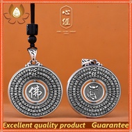 Pure silver 999 rotating Buddha Lotus Heart Sutra necklace pendant male and female safety buckle can