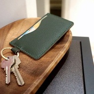 Leather Card Holder in green with key ring, house key, access card holder